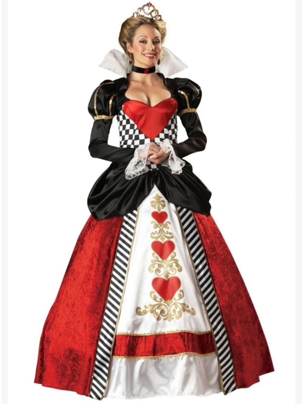 InCharacter Queen Of Hearts Womens S Costume Deluxe Velvet Satin Gold Cosplay